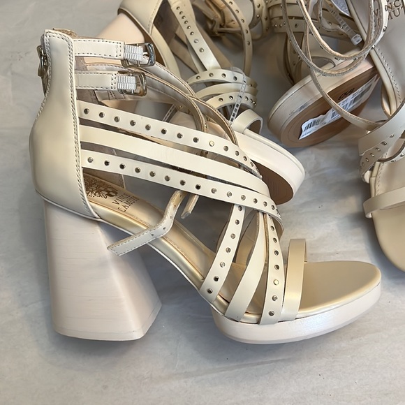 VINCE CAMUTO Nanthie Leather Studded Strappy Platform Sandals In Warm Vanilla - Picture 8 of 14